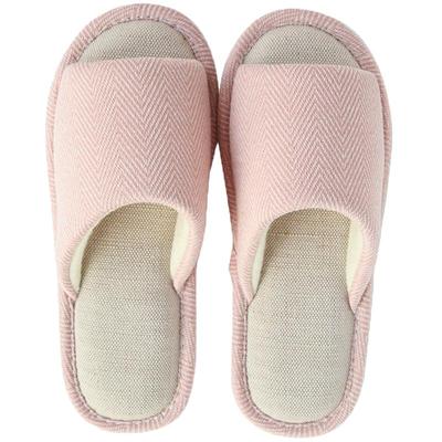 亚麻布艺软底无声情侣凉拖鞋