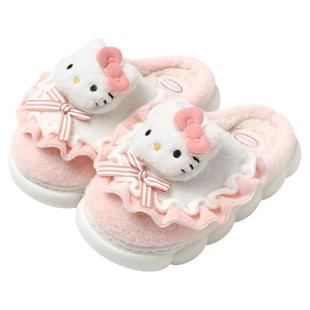 HelloKitty猫儿童棉拖鞋女童冬季2023新款宝宝毛绒保暖亲子棉鞋女