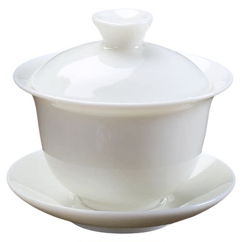 羊脂玉功夫茶具茶杯套装陶瓷家用客厅泡茶办公室会客德化白瓷盖碗