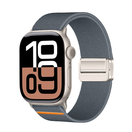 匠戴适用iwatch11苹果手表S10表带applewatch9尼龙回环磁吸扣男女款春夏3编织s8表带s7撞色智能6/5/4/utral2