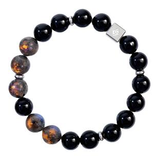 ALVIS 天然黑玛瑙情侣款手链男女生礼物火焰石手串珠子个性刻字