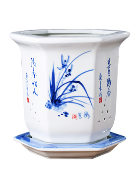 景德镇新品手绘绿萝古典陶瓷花盆