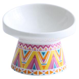 陶瓷猫碗大口径保护颈椎斜口高脚单碗猫粮碗猫咪食盆饭盆宠物用品