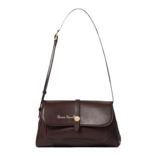 摩西奶奶 植鞣牛皮翻盖邮差包单肩斜挎包 贝果复古风包 2025新款