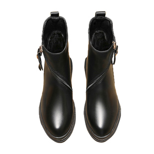 靴子女短靴2025年新款秋冬季网红马丁靴雪地平底加绒棉鞋软皮女鞋