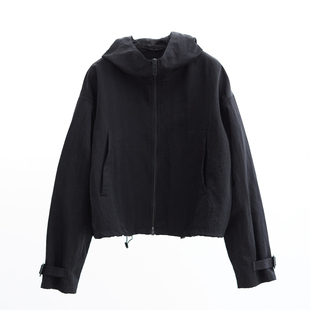 日本秋冬高级感厚黑飞行夹克外套女小个子宽松廓形短款冲锋衣加绒