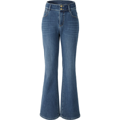 娅丽达加厚加绒微喇牛仔裤