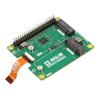 树莓派5  PCIe 转M.2扩展板 NVMe协议 PI5 M.2 HAT双硬盘扩展板