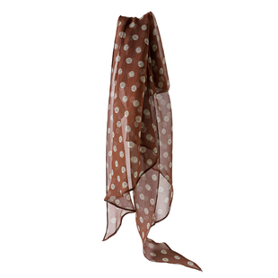 咖色波点丝巾女士2026新款小长条围巾飘带春季薄款系脖高级感棕色