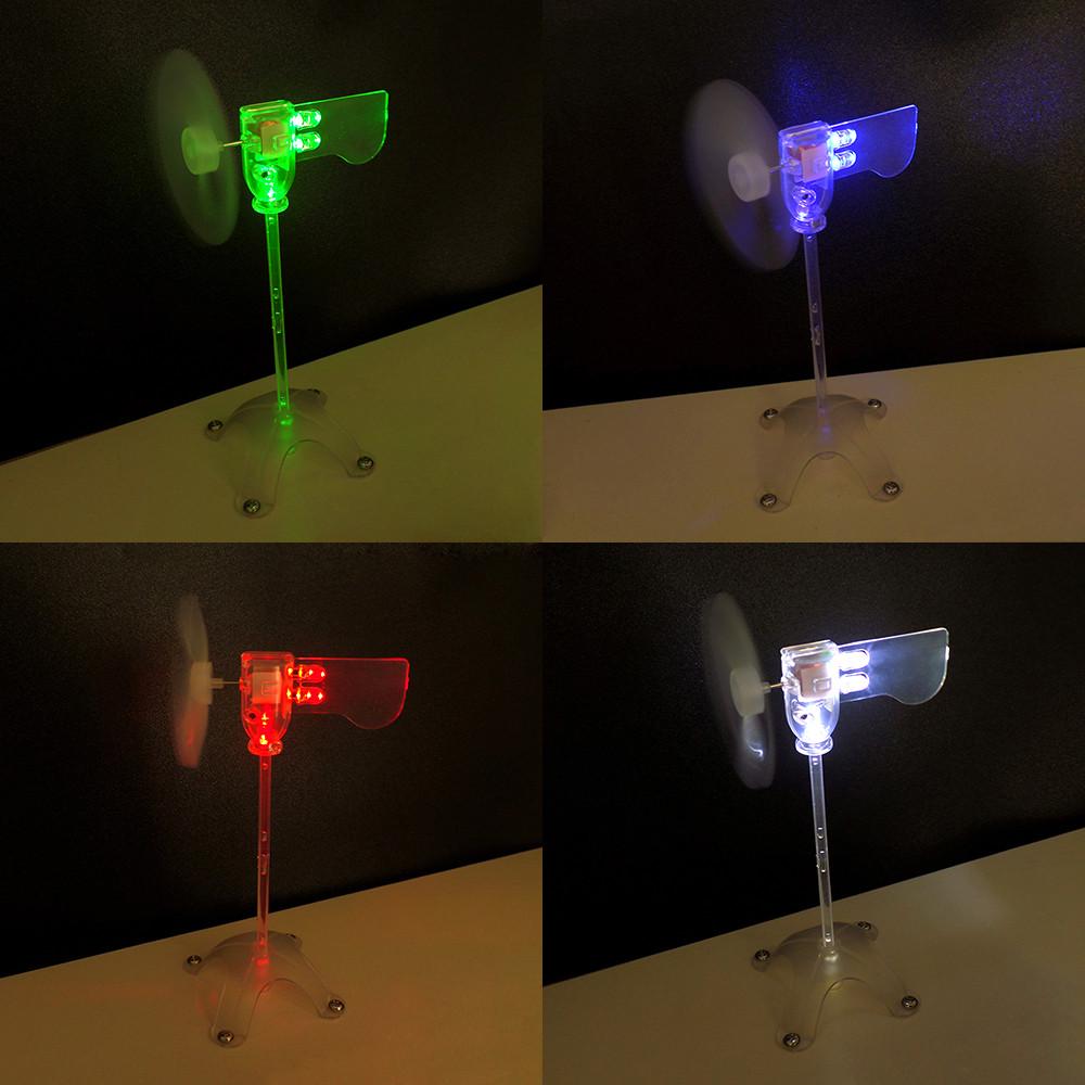 带底座微型风力发电机小型风能动力自发光LED风车景观装饰警示灯