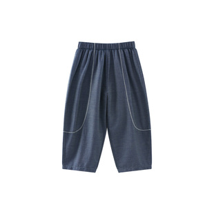 博睿恩儿童钱布雷牛仔裤子2026春夏新款男女宝宝宽松廓形防蚊裤