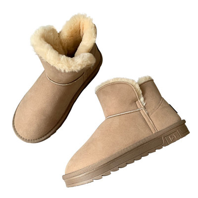 墨瓦mowa一体短筒羊羔毛雪地靴