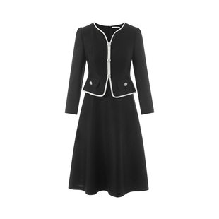 朗姿集团LIME莱茵连衣裙收腰伞摆显瘦优雅知性小香风25年秋季新款