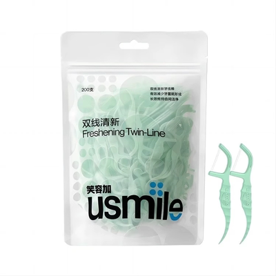 笑容加usmile牙线小海马清新超细双线牙线棒袋装家庭囤货大包装