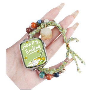 适用OPPOwatch4pro手表watchX2新中式S小青柠表带watch3/pro运动watch2智能五彩流苏新款女生国风表链透气