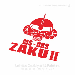 S.P贴绘社 高达扎古创意贴纸 ZAKU车身装饰车贴 后挡三角窗反光贴