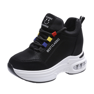 2026春秋新款内增高女鞋8cm小个子显瘦轻便松糕厚底休闲运动单鞋