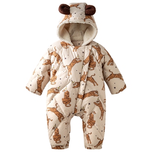 aqpa爱帕婴儿连体羽绒服连帽冬装加厚保暖小月龄新生宝宝外出三防