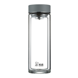 希诺玻璃杯双层隔热泡茶杯男商务便携办公室水杯女杯子家用喝水