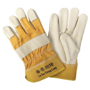 鲁粤翔隆劳保电焊手套短款牛皮焊接搬运耐高温防烫柔软耐磨专用