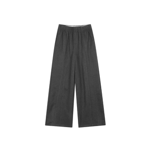 深灰色梨型身材毛呢阔腿裤子女款小个子秋冬季加绒今年流行梧桐裤