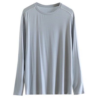 简约压条莫代尔圆领长袖男士睡衣