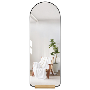 全身镜可移动家用带实木底座落地镜拱形立式穿衣镜试衣镜子靠墙镜