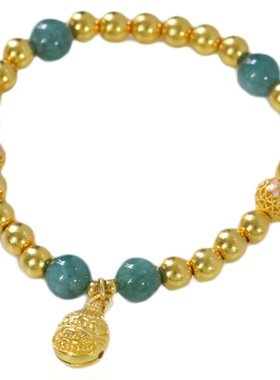 金包银圆珠手链吞金兽diy手串女珍珠混搭时尚简约送女友节日礼物