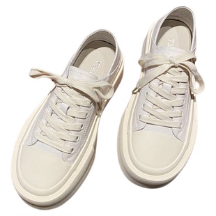 经典百搭真皮小白鞋厚底饼干鞋2025新款休闲板鞋女款春秋学生女鞋