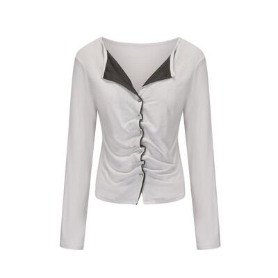 IFBYLAND褶皱多粒扣开衫