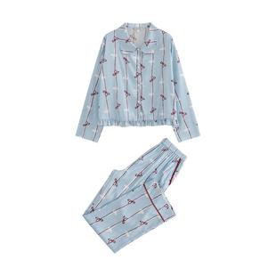 PJM INMARCH·丝趣·Bowknot蓝调蝴蝶结印花真丝睡衣桑蚕丝家居服