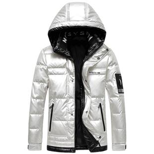 亮面防水免洗男士羽绒服2024冬季新款白鸭绒面包服高端厚外套男