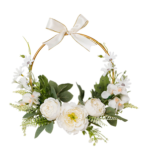 高级感墙面装饰品墙壁隔栅挂件客厅卧室门上房间牡丹花环新年挂饰