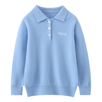 儿童全羊毛POLO衫毛衣翻领学院风