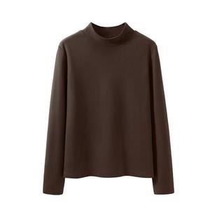 班尼路半高领打底衫女2025新款早秋内搭薄绒修身长袖上衣长袖T恤Q