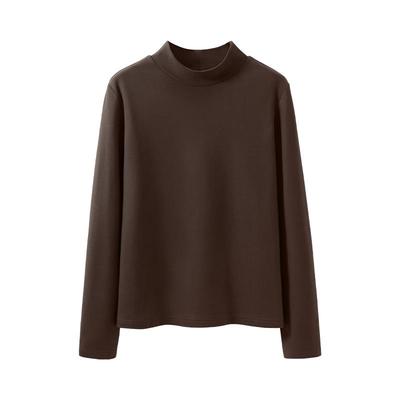 班尼路半高领打底衫女2025新款早秋内搭薄绒修身长袖上衣长袖T恤Q