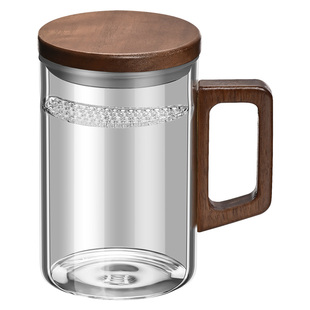 月牙过滤泡茶玻璃杯办公室茶水分离水杯高档个人专用耐高温绿茶杯