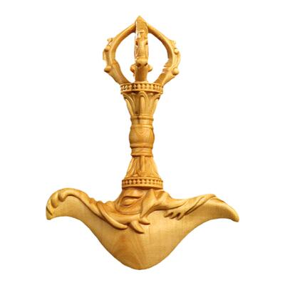 黄杨木雕藏传金刚钺手把件挂件