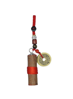 朱砂桃木枝剑葫芦五帝钱出行夜路防惊吓平安桃木护身转运挂件