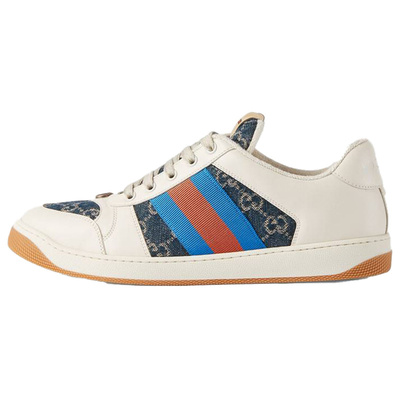 GUCCI古驰 Screener denim系列 gg珐琅 时尚板鞋 男款 白蓝