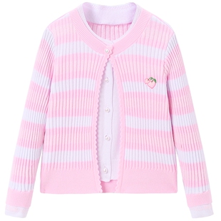 【专柜同款】MINIPEACE太平鸟童装女童纯棉线开衫儿童针织外套新