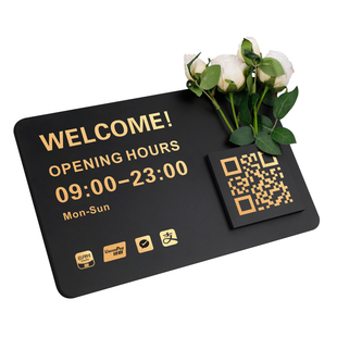 营业时间告示牌发光挂牌贴纸定制门店正在上班店铺休息标识玻璃贴美甲美睫美容院工作室门牌高级感免打孔定制
