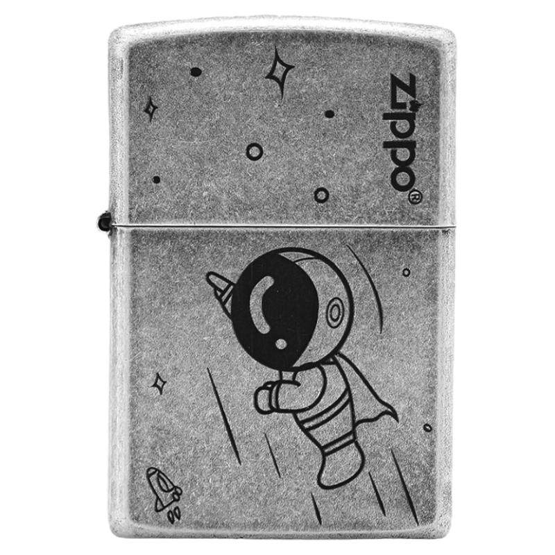zippo打火机正版古银宇航员刻字