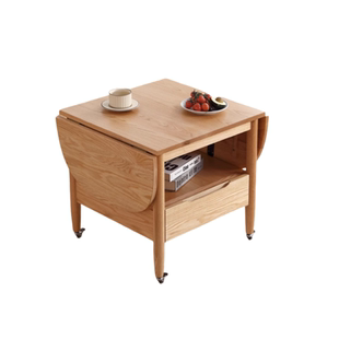 全实木茶几现代简约红橡木可折叠移动茶台北欧小户型客厅茶桌边几