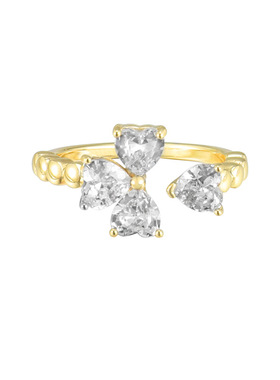 鱼头星星轻奢感食指戒花朵锆石小众设计礼物潮时尚戒指女生四叶草