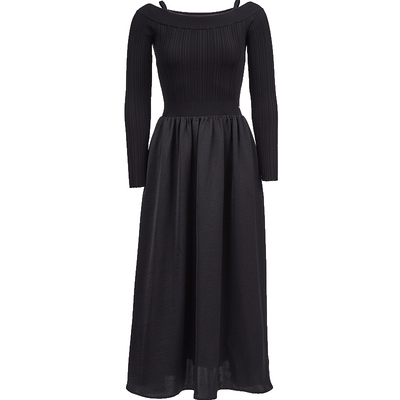 ONLY可调节肩带一字肩长裙连衣裙