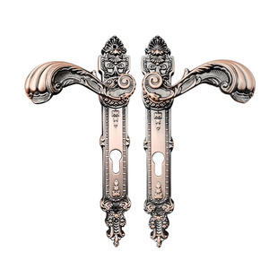 庭院大门拉手别墅门把手仿红古铜铝艺门全铜锁芯不锈钢锁体配件