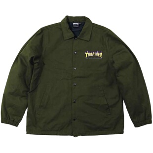 【特价】 Thrasher Flame Twill Jacket 日版火焰厚帆布教练夹克