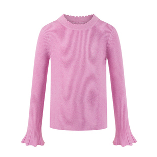 Little Naive女童喇叭袖打底衫秋冬季软糯针织衫儿童柔软亲肤上衣