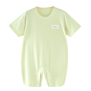 莫代尔婴儿连体衣夏季半袖七分裤薄款爬服短袖哈衣家居服宝宝睡衣
